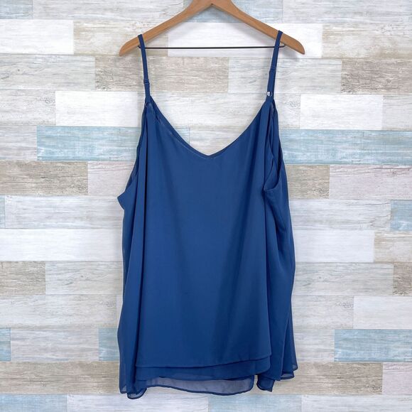 Torrid Sophie Chiffon Double Layer Swing Cami Tank Blue Womens Plus Size 6X - Picture 3 of 7